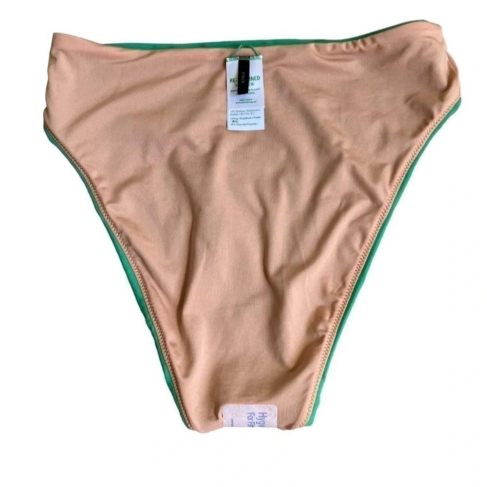 NWOT J. Crew High-rise Bikini Bottom Green Style BF178 Minimalist Sz S